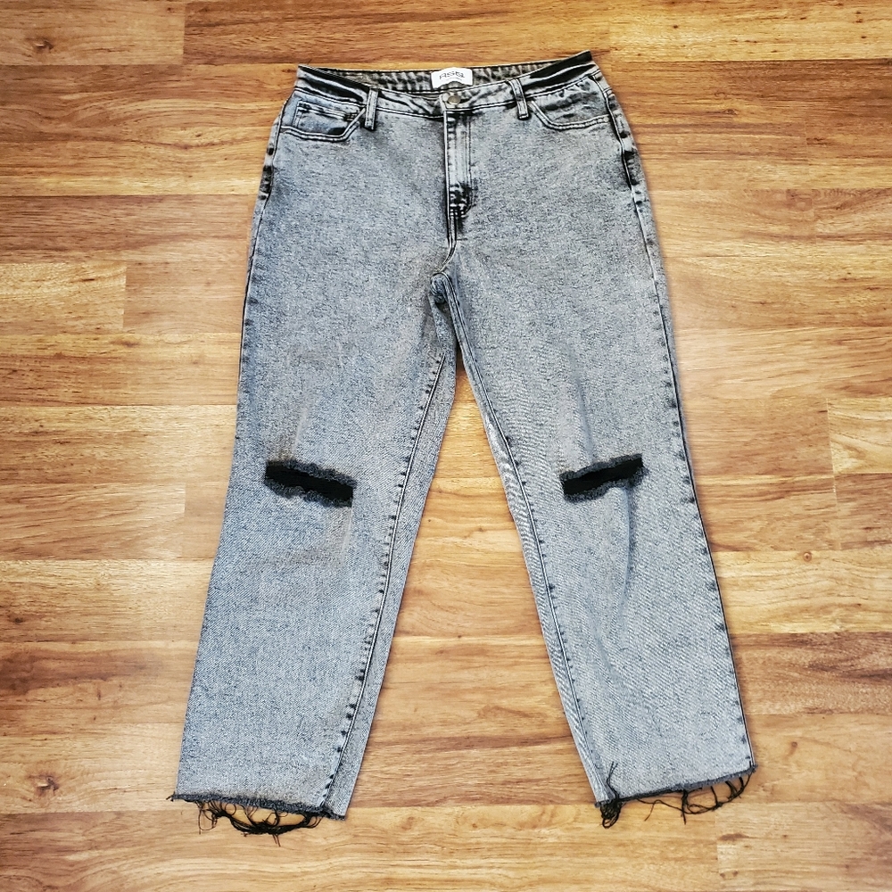 RSQ High Rise Straight Leg Jeans Size 31 Gray Cropped